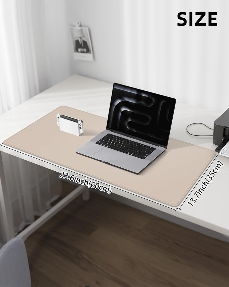 AFIING Non-Slip Desk Pad,Desk mat,Large Mouse Pad,Office Desk mat,Waterproof PU Leather Desk Blotter Mat,Laptop Desk Pad,Desk Writing Pad for Office and Home (Beige, 24" x 13.7") - Image 5